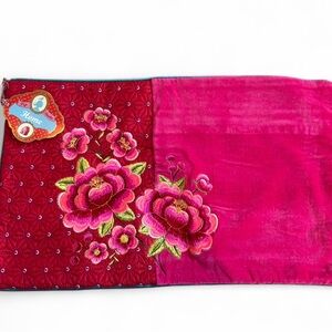 PIP STUDIOS For Anthropologie Floral Embroidered Pink Pillow Cover 12 x 20